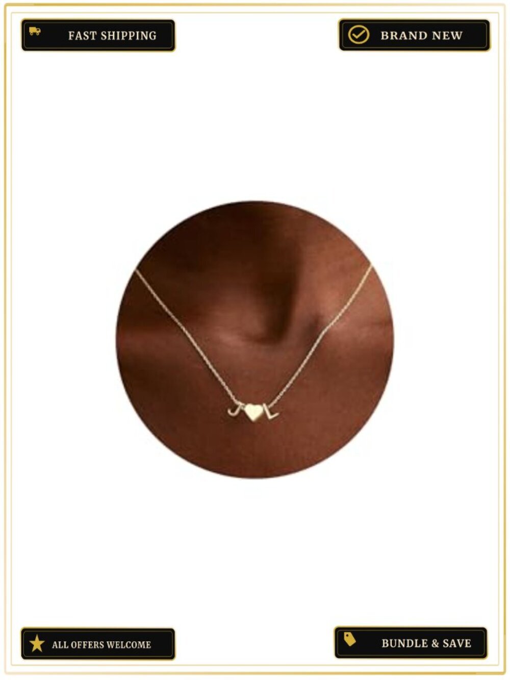 14K Gold Plated Initial Necklace Dainty Heart Charm Letter Pendant Jewelry Gift